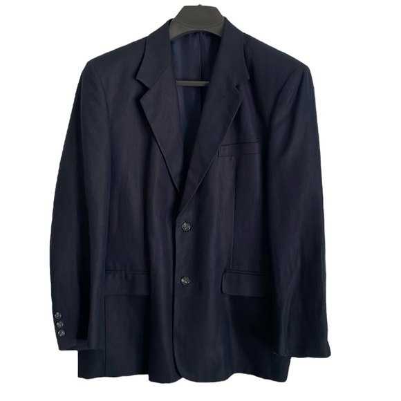 Eddie Bauer men’s Size 44R two button navy‎ blue linen blend blazer sport coat. - Picture 1 of 6